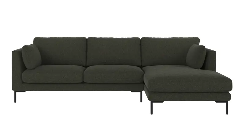 129623 b sb A Corwin sofa 3,5-seater-chaise longue R green fabric Alice #162 (c4).
