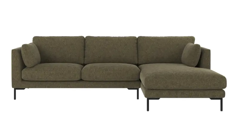 129273 b sb A Corwin sofa 3,5-seater-chaise longue R green fabric Brenda #77 (c1).