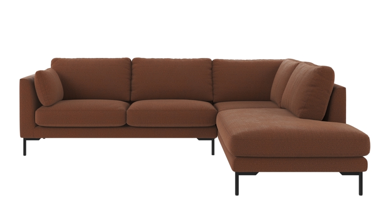 129174 b sb A Corwin corner sofa 2,5+2,5-seater open end R red fabric Rita #96 (c2).