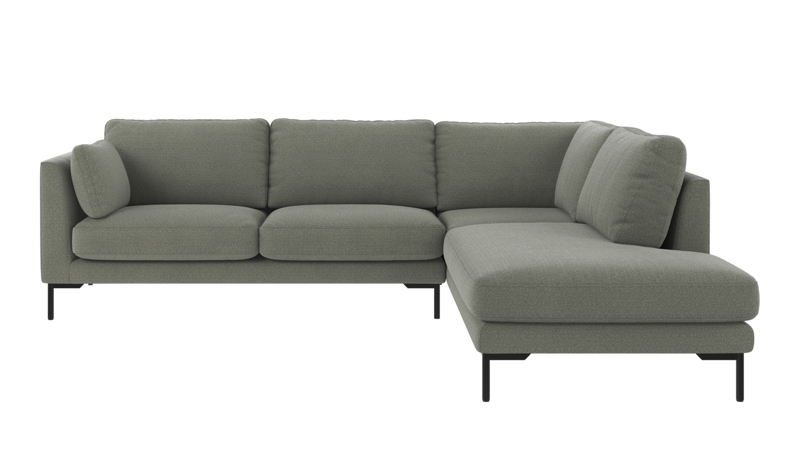 129204 b sb A Corwin corner sofa 2,5+2,5-seater open end R green fabric Rita #158 (c2).