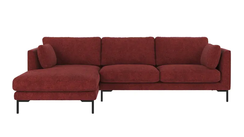 129565 b sb A Corwin sofa 3,5-seater-chaise longue L red fabric Anna #8 (c3).