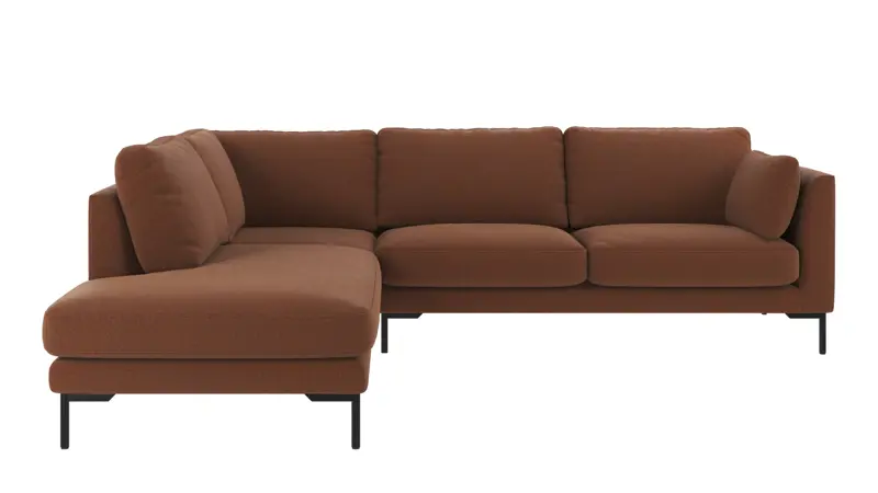 129176 b sb A Corwin corner sofa 2,5+2,5-seater open end L red fabric Rita #96 (c2).