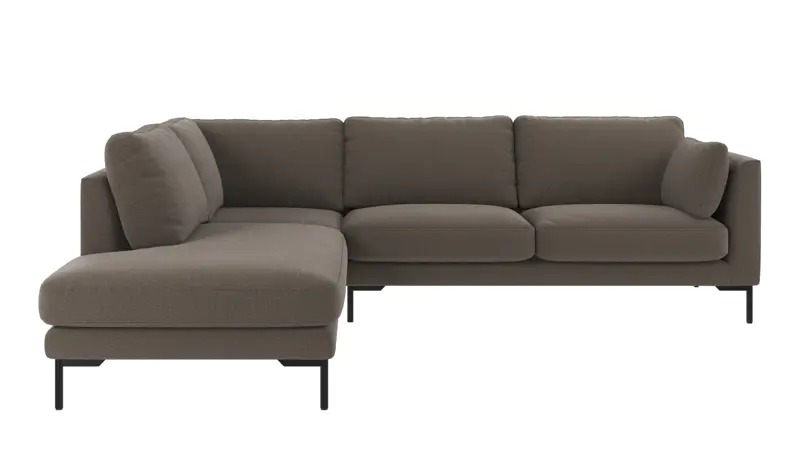 129186 b sb A Corwin corner sofa 2,5+2,5-seater open end L medium grey fabric Rita #108 (c2).