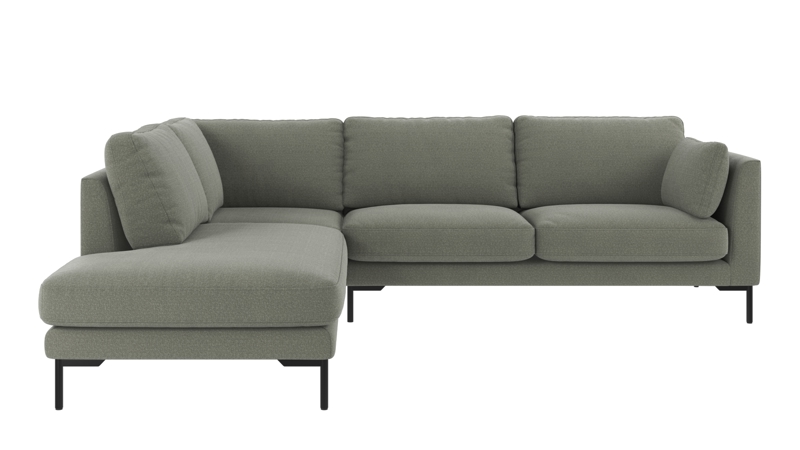 129206 b sb A Corwin corner sofa 2,5+2,5-seater open end L green fabric Rita #158 (c2).