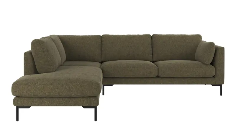 129276 b sb A Corwin corner sofa 2,5+2,5-seater open end L green fabric Brenda #77 (c1).