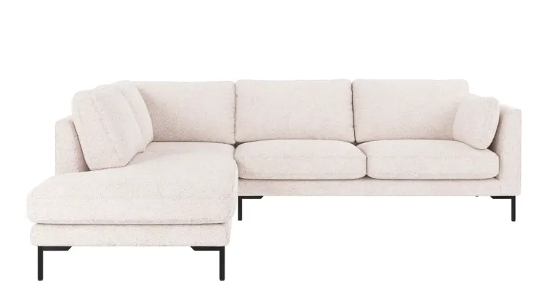 129536 b sb A Corwin corner sofa 2,5+2,5-seater open end L white fabric Anna #1 (c3).