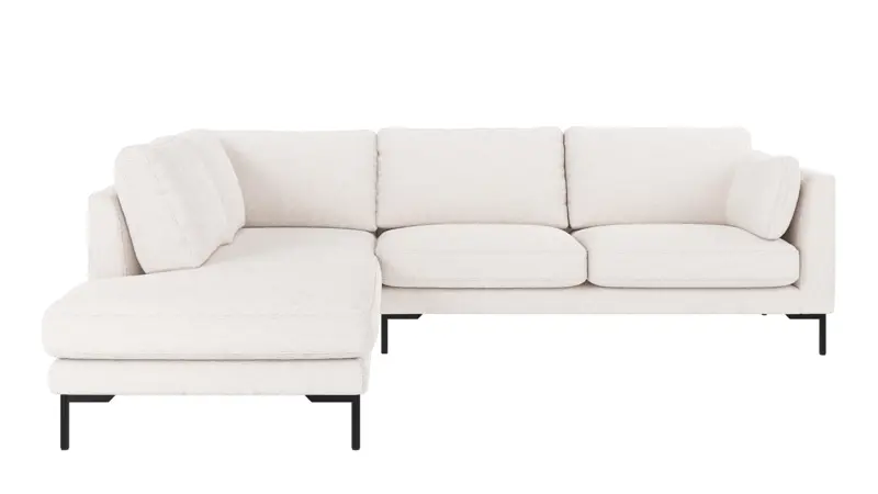 129606 b sb A Corwin corner sofa 2,5+2,5-seater open end L white fabric Alice #101 (c4).