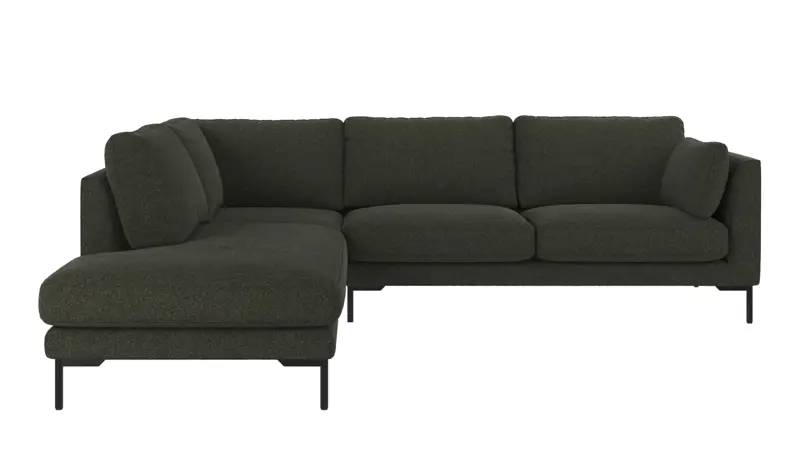 129626 b sb A Corwin corner sofa 2,5+2,5-seater open end L green fabric Alice #162 (c4).