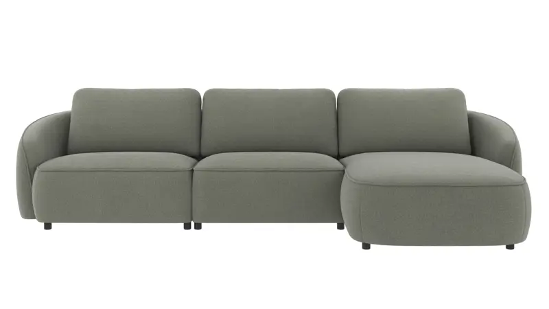 125113 b sb A Norris sofa 4-seater-chaise longue R green fabric Rita #158 (c2).