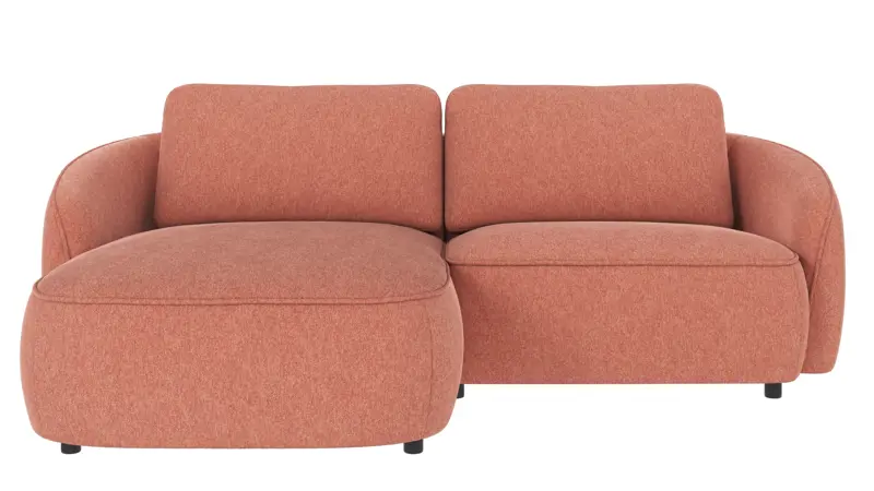 124664 b sb A Norris sofa 3-seater-chaise longue L red fabric Brenda #52 (c1).