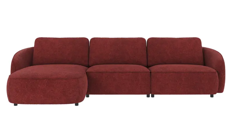 124605 b sb A Norris sofa 4-seater-chaise longue L red fabric Anna #8 (c3).