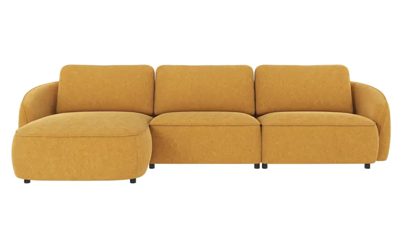 124675 b sb A Norris sofa 4-seater-chaise longue L yellow fabric Brenda #68 (c1).