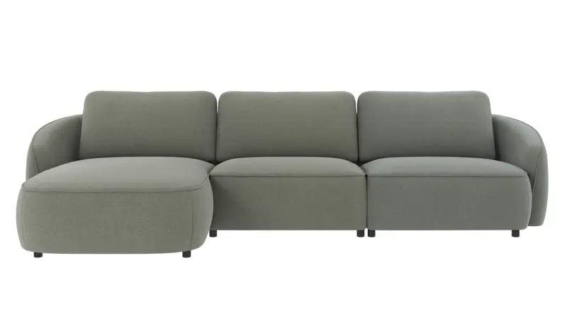 125115 b sb A Norris sofa 4-seater-chaise longue L green fabric Rita #158 (c2).