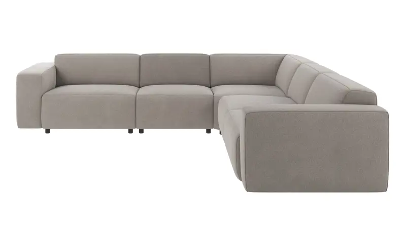 122008 b sb A Willard corner sofa 3+3-seater light grey fabric Rita #167 (c2).