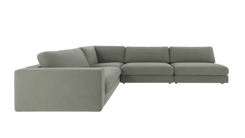 126822 b sb A Duncan corner sofa 2+3-seater open R green fabric Rita #158 (c2).