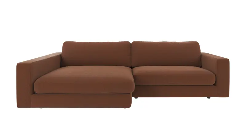 124368 b sb A Duncan sofa 3-seater chaise longue L red fabric Rita #96 (c2).