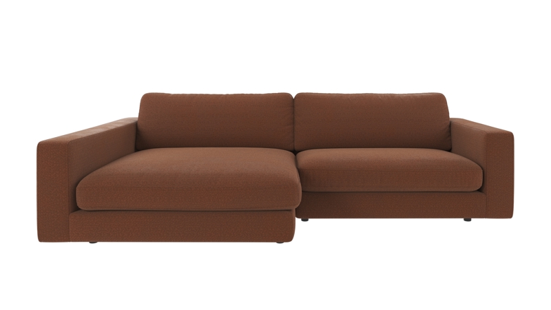 124368 b sb A Duncan sofa 3-seater chaise longue L red fabric Rita #96 (c2).