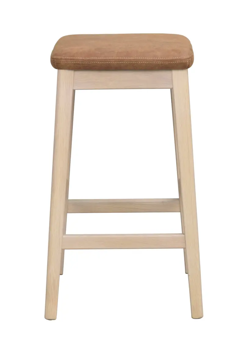149016 b sb A Livermore barstool whitepigm. oak lightbrown leather look fabric.