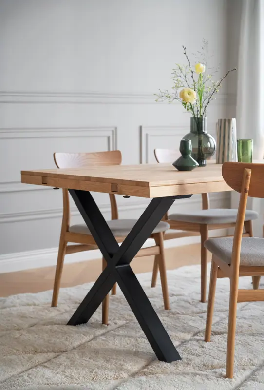 Brooklyn esstisch, X-Beine, Eiche/Schwarz, 170x95 cm