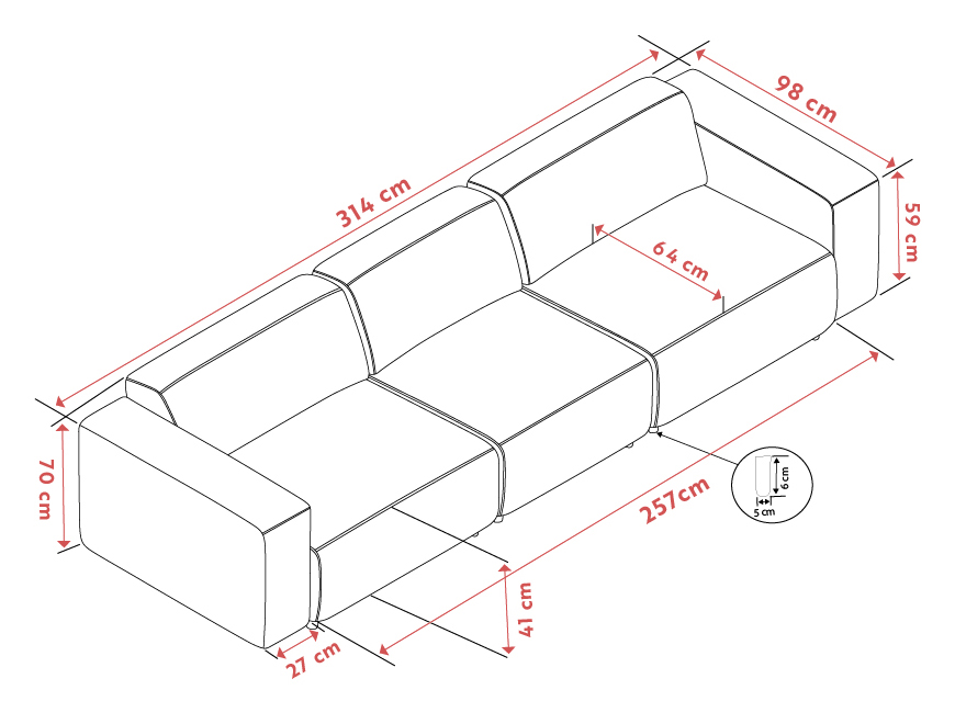 Willard 4-seater sofa, Brenda #34 beige, 314x98x70 cm | Rowico Home