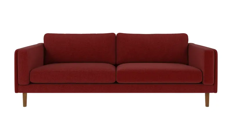 123953 b sb A Braden sofa 3-seater red fabric Anna #8 (c3) oak legs.