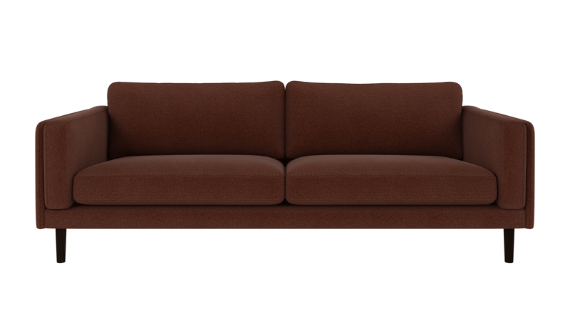123975 b sb A Braden sofa 3-seater red fabric Rita #96 (c2) brown oak legs.