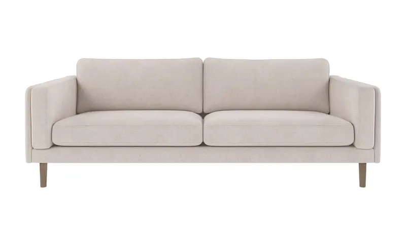 224221 b sb A Braden sofa 3-seater light beige fabric Brenda #22 (c1) whitewash oak legs.