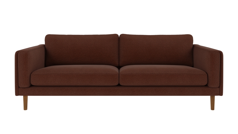 123973 b sb A Braden sofa 3-seater red fabric Rita #96 (c2) oak legs.