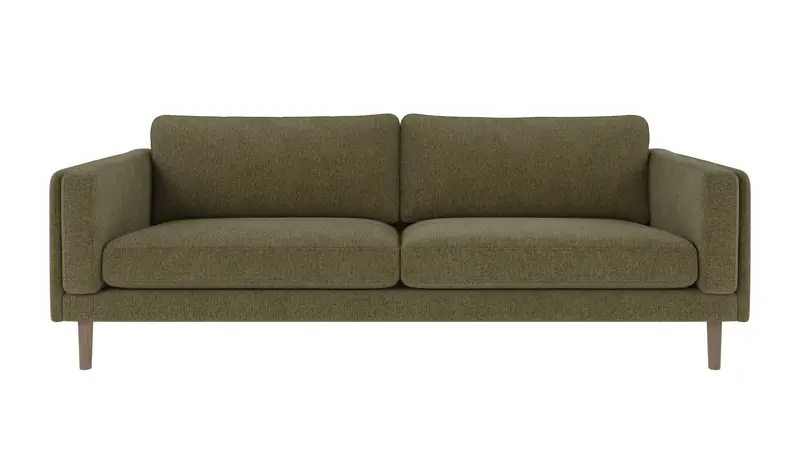 224272 b sb A Braden sofa 3-seater dark green fabric Max #88 (c2) whitewash oak legs.