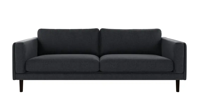 224385 b sb A Braden sofa 3-seater dark blue fabric Robin #90 (c3) brown oak legs.