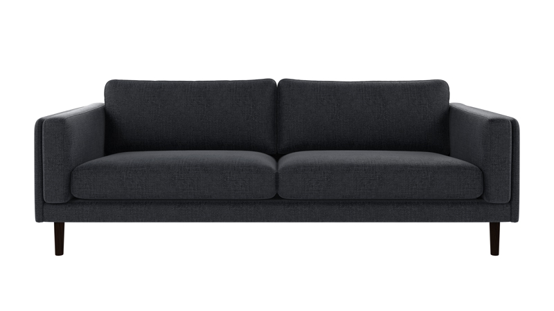 224385 b sb A Braden sofa 3-seater dark blue fabric Robin #90 (c3) brown oak legs.