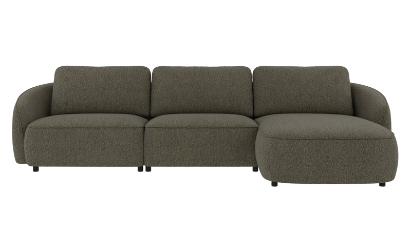 242579 b sb A Norris sofa 4-seater-chaise longue R green-brown fabric Oscar #88 (c3).