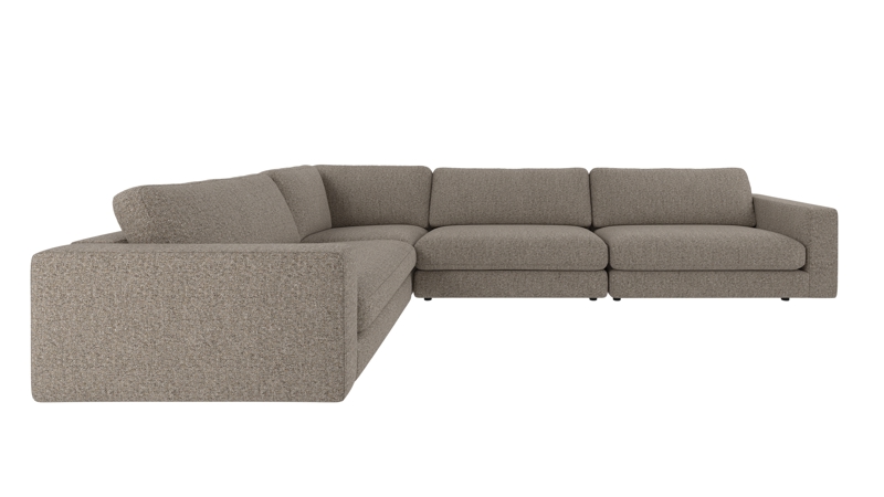 127932 b sb A Duncan corner sofa 2+3-seater light brown fabric Oscar #13 (c3).