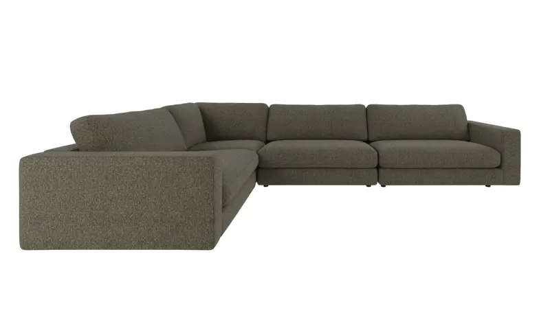 127952 b sb A Duncan corner sofa 2+3-seater green-brown fabric Oscar #88 (c3).