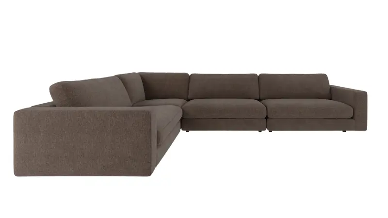 127012 b sb A Duncan corner sofa 2+3-seater brown-grey fabric Max #176 (c2).