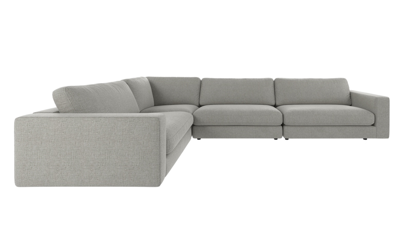 127452 b sb A Duncan corner sofa 2+3-seater medium grey fabric Robin #149 (c3).