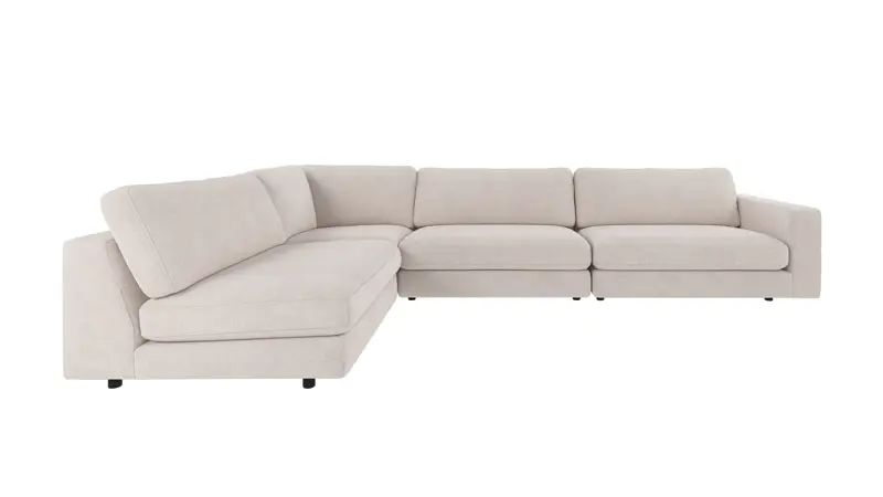 126843 b sb A Duncan corner sofa 2+3-seater open L light beige fabric Brenda #22 (c1).