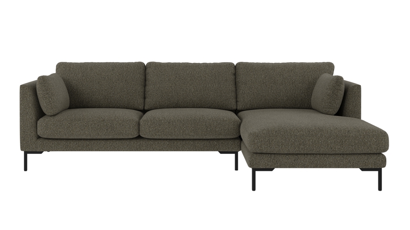 130303 b sb A Corwin sofa 3,5-seater-chaise longue R green-brown fabric Oscar #88 (c3).