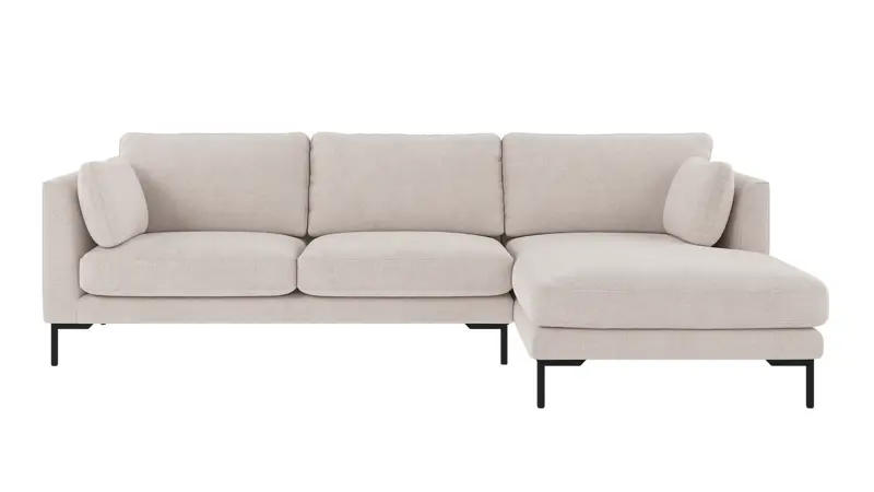 129633 b sb A Corwin sofa 3,5-seater-chaise longue R light beige fabric Brenda #22 (c1).