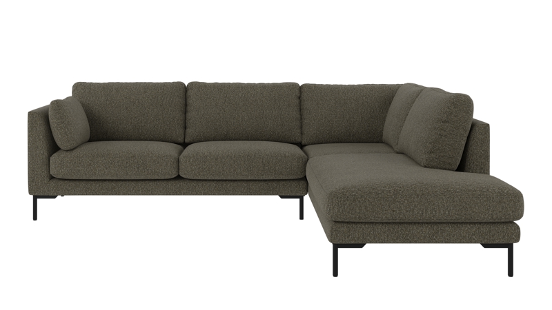 130304 b sb A Corwin corner sofa 2,5+2,5-seater open end R green-brown fabric Oscar #88 (c3).