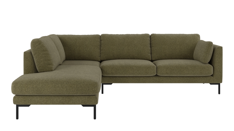 129756 b sb A Corwin corner sofa 2,5+2,5-seater open end L dark green fabric Max #88 (c2).