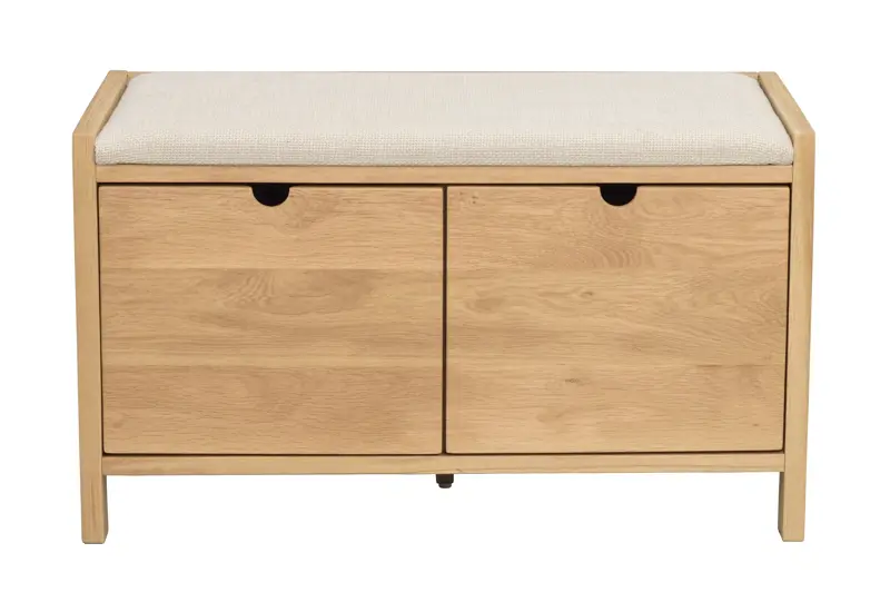 134200 b sb a Hillmond bench w drawers Beige fabric oak.