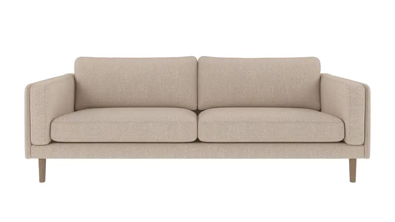 224552 b sb A Braden sofa 3-seater light beige fabric Sandra #903 (c2) whitewash oak legs.
