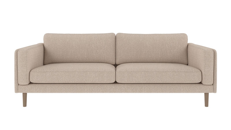 224552 b sb A Braden sofa 3-seater light beige fabric Sandra #903 (c2) whitewash oak legs.