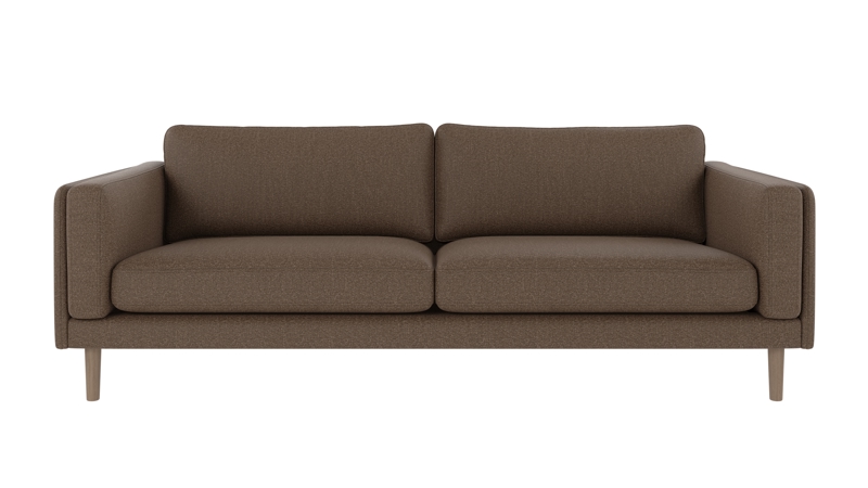 224560 b sb A Braden sofa 3-seater brown fabric Sandra #103 (c2) whitewash oak legs.