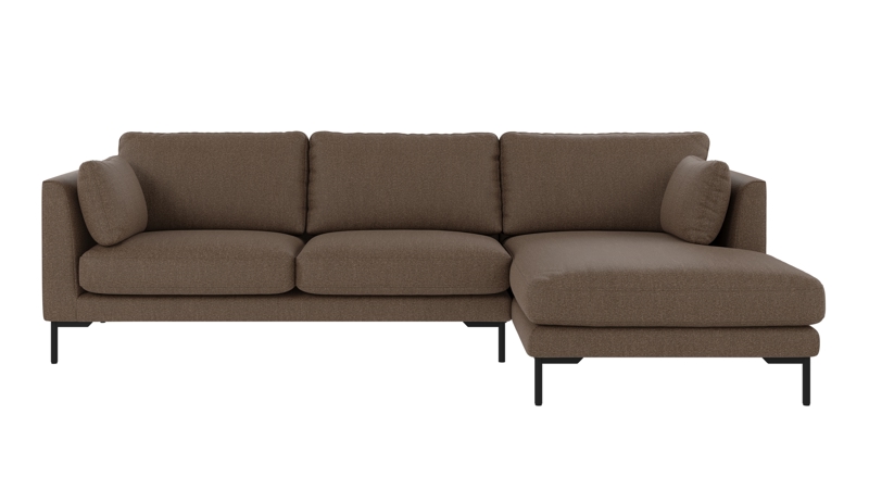 129873 b sb A Corwin sofa 3,5-seater-chaise longue R brown fabric Sandra #103 (c2).