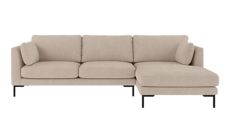 129853 b sb A Corwin sofa 3,5-seater-chaise longue R light beige fabric Sandra #903 (c2).