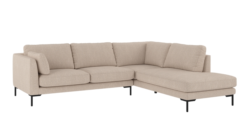 129854 b sb B Corwin corner sofa 2,5+2,5-seater open end R light beige fabric Sandra #903 (c2).