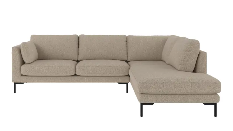 129864 b sb A Corwin corner sofa 2,5+2,5-seater open end R dark beige fabric Sandra #904 (c2).