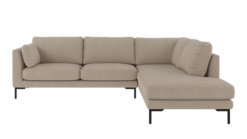 129864 b sb A Corwin corner sofa 2,5+2,5-seater open end R dark beige fabric Sandra #904 (c2).